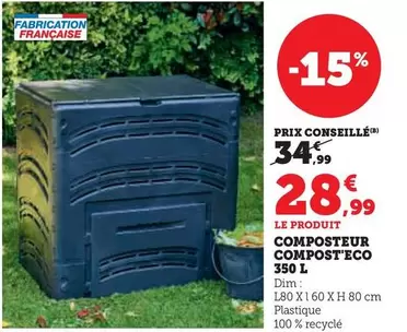 Dim - Composteur Compost'eco 350 L offre à 28,99€ sur Hyper U