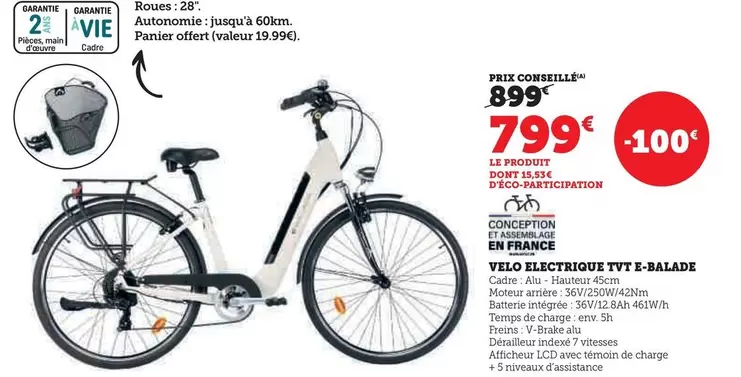 TVT - Velo Électrique Tvt E-balade offre à 799€ sur Hyper U
