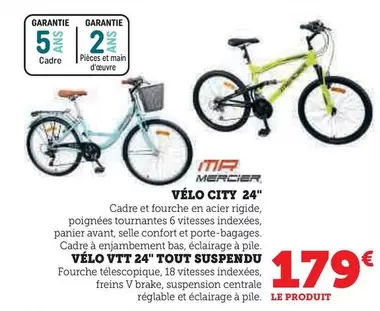 Mercier - Vélo Vtt 24" City 24" offre à 179€ sur Hyper U