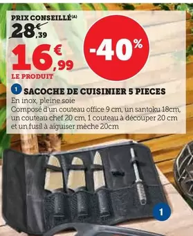 Sacoche De Cuisinier 5 Pieces offre à 16,99€ sur Hyper U