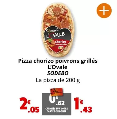 Sodebo - Pizza Chorizo Poivrons Grillés L'Ovale offre à 2,05€ sur Coccinelle Express