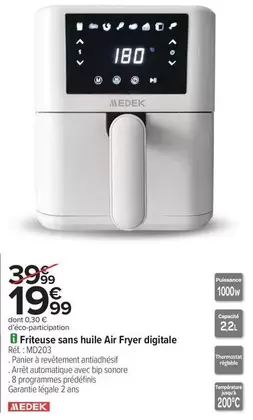 Medek - Friteuse Sans Huile Air Fryer Digitale offre à 19,99€ sur Carrefour Contact