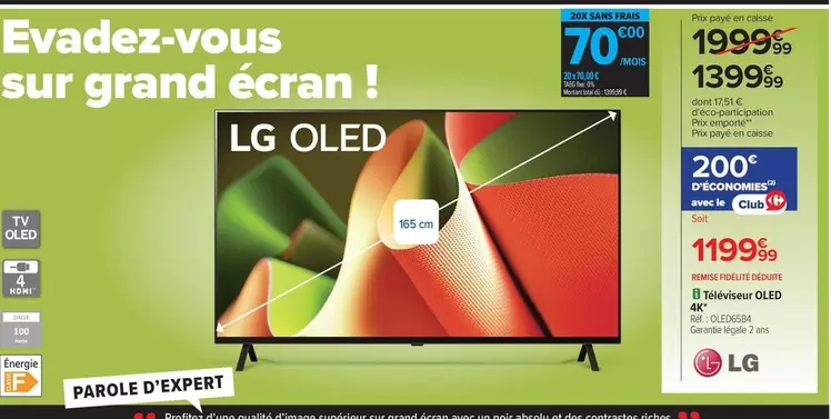 LG - Téléviseur Oled 4k Uhd 55ur74 offre à 1399,99€ sur Carrefour Contact