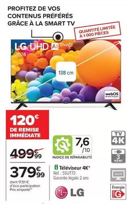 LG - Téléviseur 4k Réf. : 55ur73 offre à 379,99€ sur Carrefour Contact