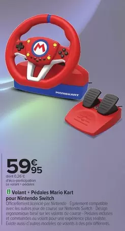 Nintendo - Volant + Pédales Mario Kart Pour  Switch offre à 59,95€ sur Carrefour Contact