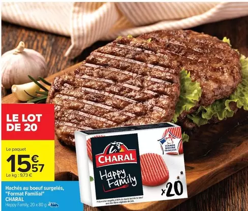 Charal - Hachés Au Boeuf Surgelés, Format Famifal offre à 15,57€ sur Carrefour Contact