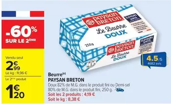Paysan Breton - Beurre offre à 2,99€ sur Carrefour Contact