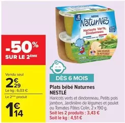 Nestlé - Plats Bébé Naturnes offre à 2,29€ sur Carrefour Contact