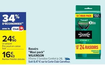 Wilkinson - Rasoirs offre à 16,43€ sur Carrefour Contact