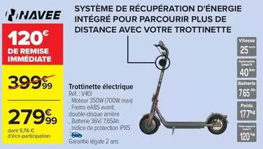 Navee - Trottinette électrique offre à 279,99€ sur Carrefour Contact