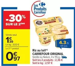 Carrefour - Riz Au Lait offre à 1,39€ sur Carrefour City