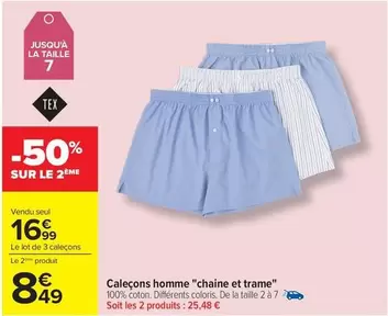 Tex - Caleçons Homme "chaine Et Trame" offre à 16,99€ sur Carrefour City