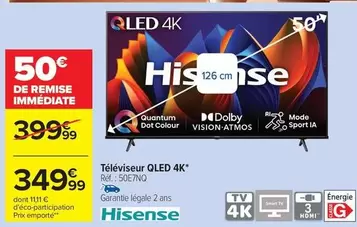 Hisense - Téléviseur Qled 4k offre à 349,99€ sur Carrefour City