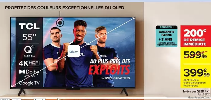 TCL - Téléviseur Qled 4k offre à 399,99€ sur Carrefour City