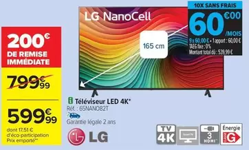 LG - Téléviseur Led 4k offre à 599,99€ sur Carrefour City