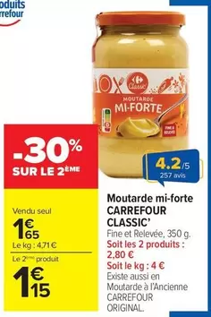 Carrefour - Moutarde Mi-forte Classic' offre à 1,65€ sur Carrefour Market
