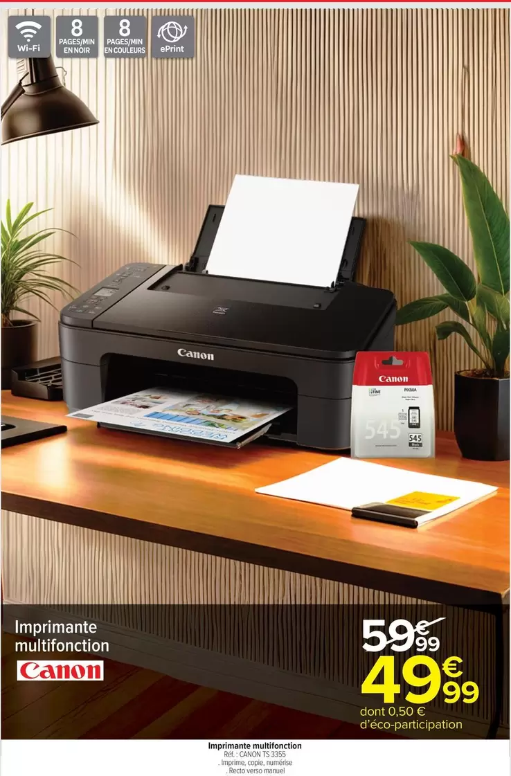 Canon - Imprimante Multifonction offre à 49,99€ sur Carrefour Market