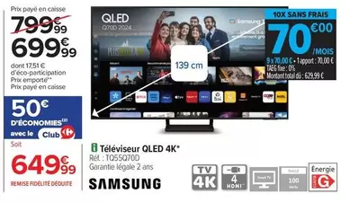 Téléviseur Qled 4k offre à 699,99€ sur Carrefour Market
