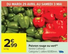 Avril - Poivron Rouge Ou Vert offre à 2,99€ sur Carrefour Market