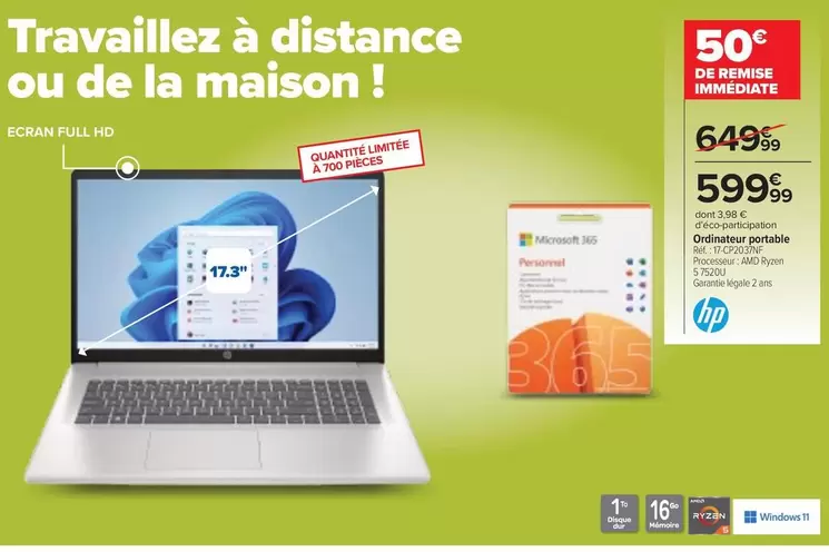 Microsoft - Ordinateur Portable offre à 599,99€ sur Carrefour