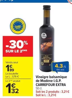 Carrefour - Vinaigre Balsamique De Modène I.G.P. offre à 1,89€ sur Carrefour Drive