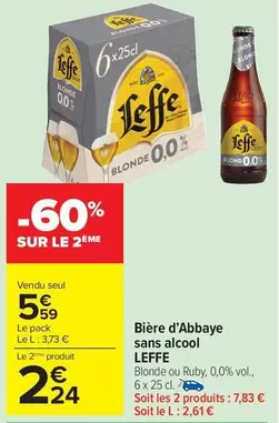 Leffe - Bière D'Abbaye Sans Alcool offre à 5,59€ sur Carrefour Drive