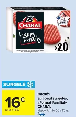 Charal - Hachés Au Boeuf Surgelés, Format Familial offre à 16€ sur Carrefour Drive