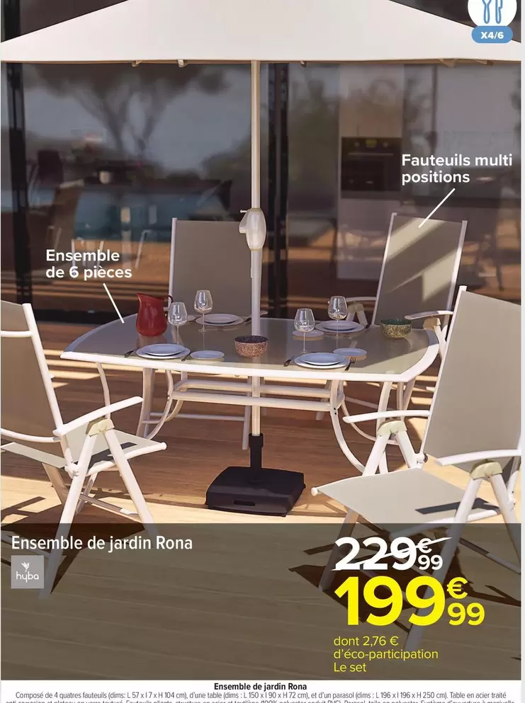 Hyba - Ensemble De Jardin Rona offre à 199,99€ sur Carrefour Drive