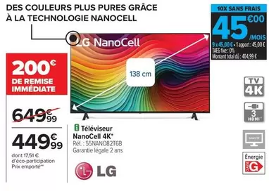 LG - Téléviseur Nanocell 4k offre à 449,99€ sur Carrefour Drive