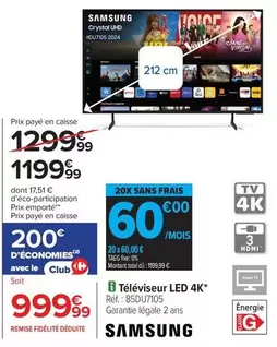 Samsung - Téléviseur Led 4k offre à 1199,99€ sur Carrefour Drive
