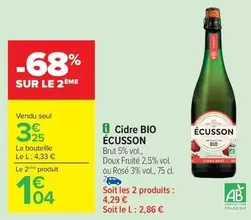 Écusson - Cidre Bio offre à 3,25€ sur Carrefour Drive
