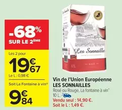 Les Sonnailles - Vin De L'union Européenne offre à 9,84€ sur Carrefour Drive
