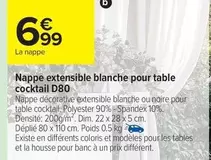 Dim - Nappe Extensible Blanche Pour Table Cocktail D80 offre à 6,99€ sur Carrefour Drive