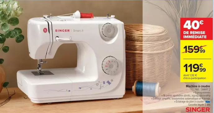 Singer - Machine à couche offre à 119,99€ sur Carrefour Drive