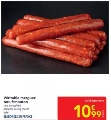 Véritable Merguez Boeuf/mouton offre à 10,99€ sur Metro