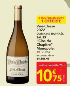 Viré-Clessé 2022 offre à 10,75€ sur Metro