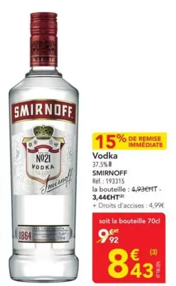 Smirnoff - Vodka offre à 8,43€ sur Metro