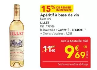 Lillet - Apéritif À Base De Vin offre à 9,69€ sur Metro