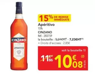 Cinzano - Aperitivo offre à 10,08€ sur Metro