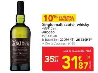 Ardbeg - Single Malt Scotch Whisky offre à 31,87€ sur Metro