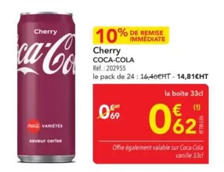 Coca cola - Cherry offre à 0,62€ sur Metro