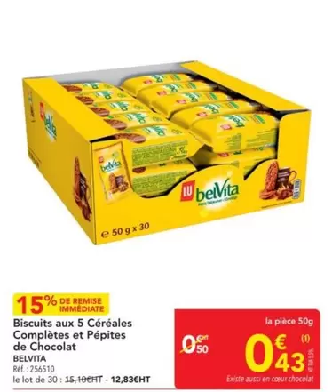 Biscuits Aux 5 Céréales Completes Et Pépites De Chocolat offre à 0,43€ sur Metro