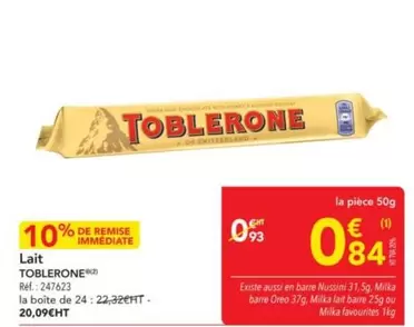 Toblerone - Lait offre à 0,84€ sur Metro