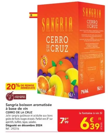 Metro - Sangria Boisson Aromatisée À Base De Vin offre à 6,39€ sur Metro