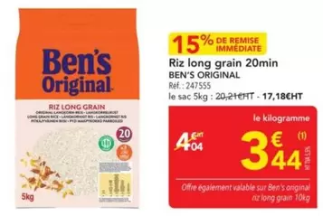 Ben'S Original - Riz Long Grain 20min offre à 3,44€ sur Metro