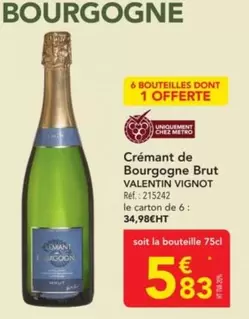 Crémant De Bourgogne Brut offre à 5,83€ sur Metro