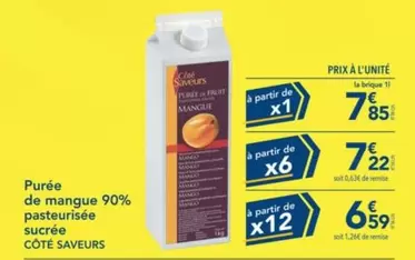Purée De Mangue 90% Pasteurisée Sucrée offre à 7,85€ sur Metro