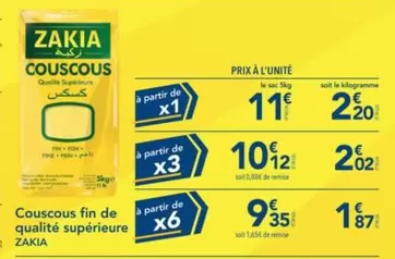 Zakia - Couscous Fin De Qualité Supérieure offre à 2,2€ sur Metro