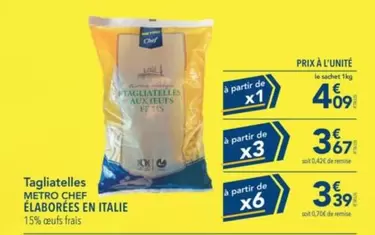 Tagliatelles offre à 3,37€ sur Metro