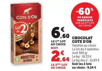 Côte D'Or - Chocolat offre à 6,6€ sur Super U